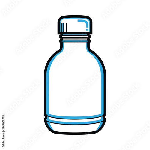 Simple Illustration of an Empty Glass Bottle with Cap.