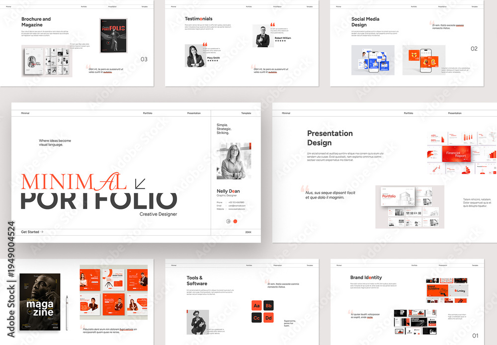 Minimal Portfolio Presentation Template Layout Stock Template | Adobe Stock