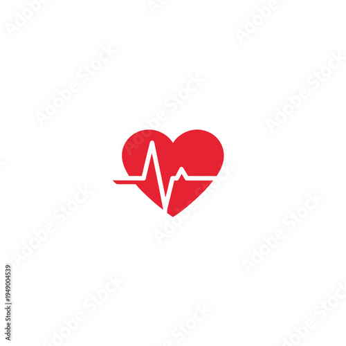 Red Heart with EKG Pulse on White Background vector illustration
