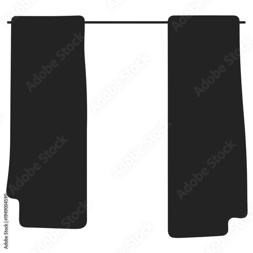 Two Black Towels Hanging on a Rack vector illustration