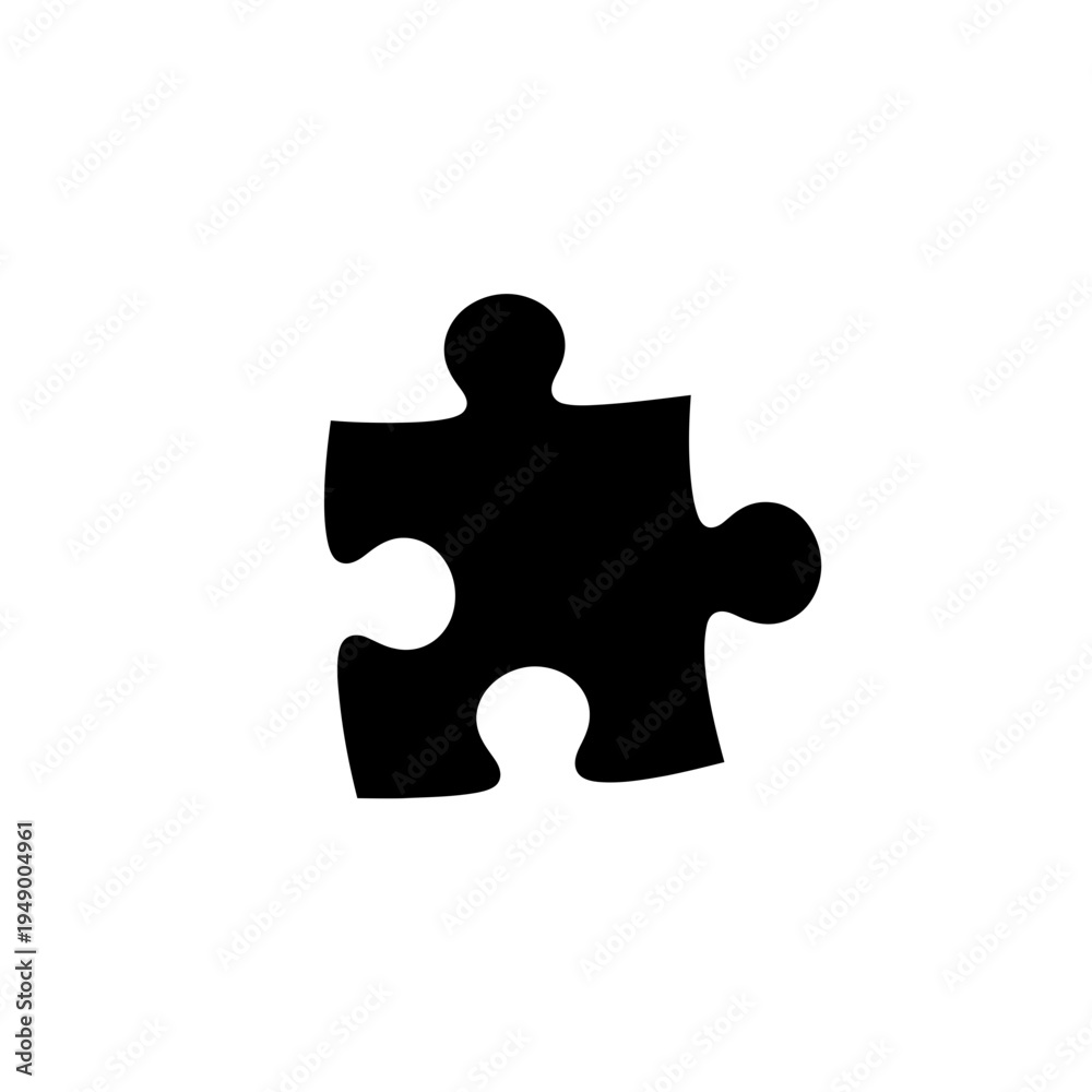 Fototapeta premium Single Black Puzzle Piece Silhouette vector illustration