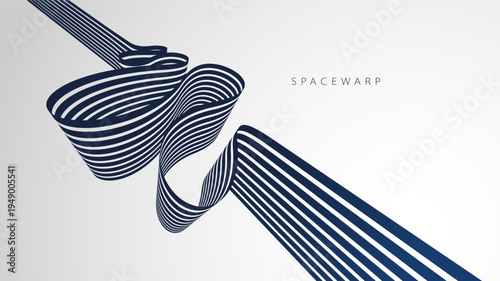 Bent stripes in 3D perspective vector abstract background, curve lines wallpaper abstraction, road speed highway design, minimal graphic design.