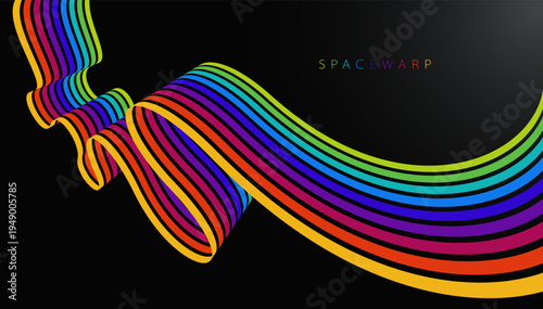 Abstract rainbow lines in 3D perspective, vector background with colorful stripes, children preschool education theme, positive and bright design.