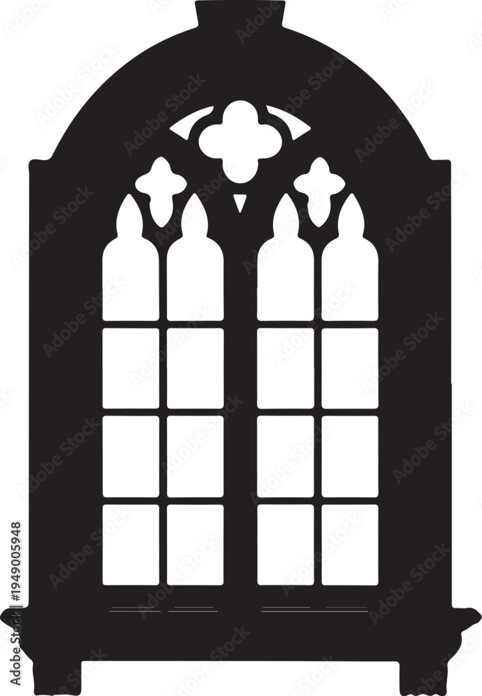 Fototapeta premium Vector Gothic window silhouette, black, decorative