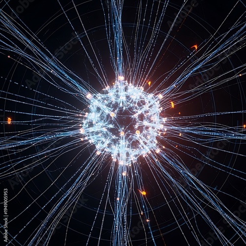 Glowing blue network connections, abstract technology background