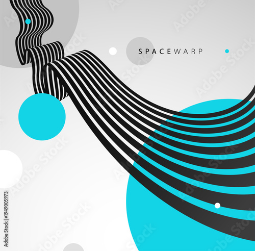 3D perspective lines and circles vector abstract background, curve stripes ribbon bent wallpaper, road journey concept, dynamic wallpaper.