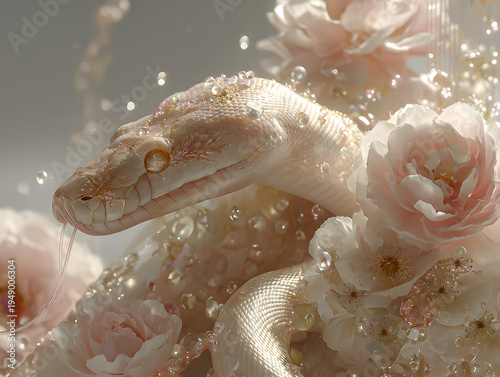Elegant Snake Made of Pearls and Gemstones Luxury Jewelry Concept