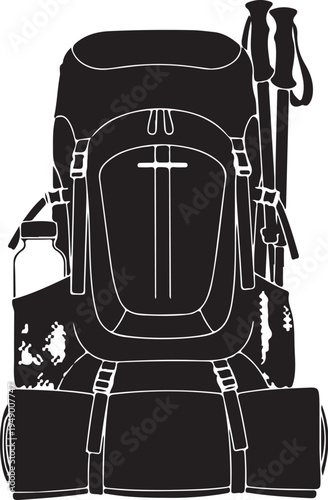 Vector illustration of a black hiking backpack