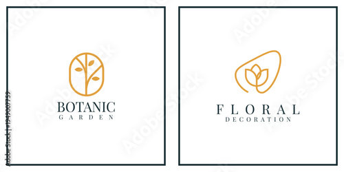 Botanic garden and floral decoration logos