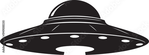 Black UFO flying saucer vector icon
