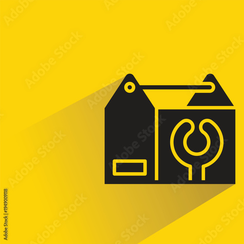 toolbox icon with shadow on yellow background