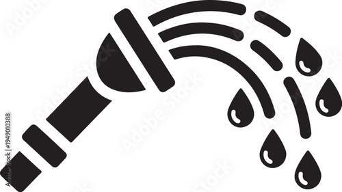 Leaking faucet icon with water droplets on white background