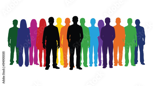 Diverse group of people standing together in unity and solidarity, representing inclusion and equality