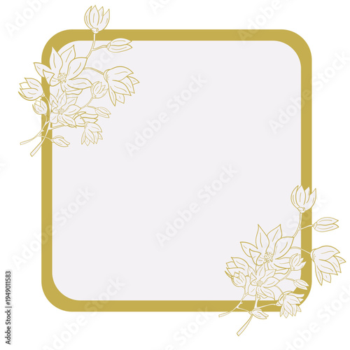 Golden arch floral frame with hand drawn leaves simple and minimalist frame design
