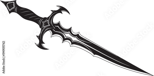 Vector illustration of a fantasy sword with a black handle and blade