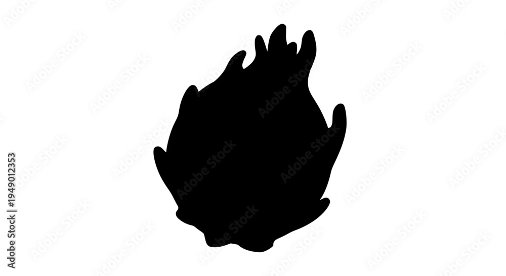 Obraz premium Flame black silhouette with wavy edges and pointed tips on a white background featuring fire, burning, hot with heat