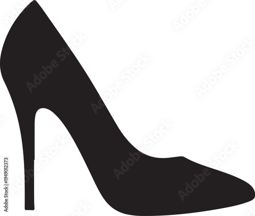Black high heel shoe vector silhouette