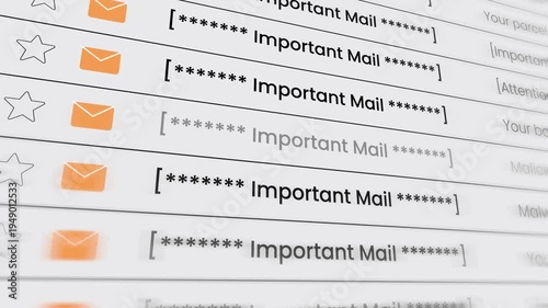 Important Mailbox on webmail animation isolated on white background
