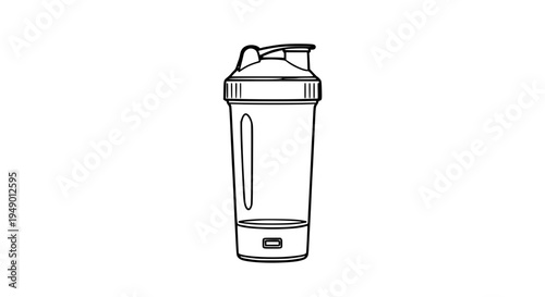 Shaker bottle protein supplement with screw on lid and handle featuring fitness accessory, gym equipment, sports