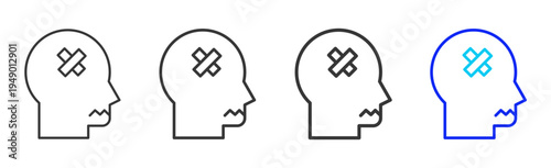 Trauma Recovery Icon Set Collection Outline Style for counseling with multiple thickness vector pack design elements professional icon library counseling resources