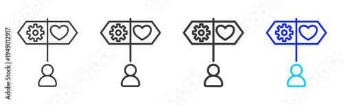 Life Coaching Icon Set Collection Outline Style for counseling with multiple thickness vector pack design elements professional icon library counseling resources creative outline icons