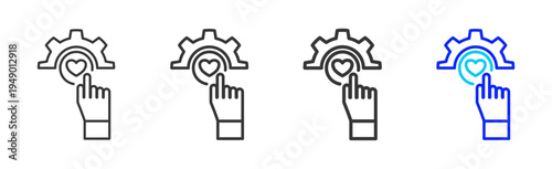 Empower Care Icon Set Collection Outline Style for counseling with multiple thickness vector pack design elements professional icon library counseling resources creative outline icons