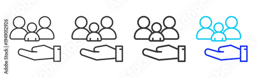 Helping Bond Icon Set Collection Outline Style for counseling with multiple thickness vector pack design elements professional icon library counseling resources creative outline icons