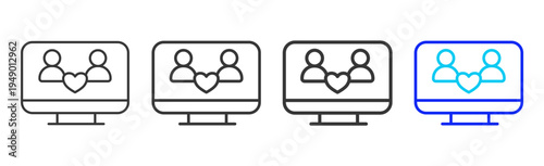 Digital Heart Icon Set Collection Outline Style for counseling with multiple thickness vector pack design elements professional icon library counseling resources creative outline icons
