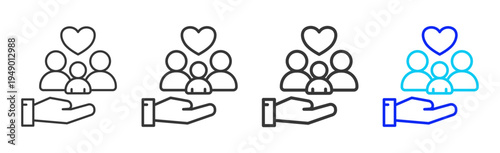 Family Love Icon Set Collection Outline Style for counseling with multiple thickness vector pack design elements professional icon library counseling resources creative outline icons