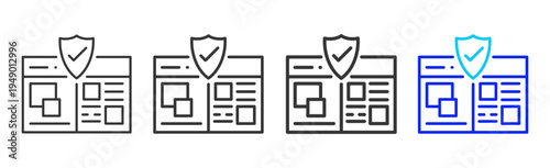 Trust Shield Icon Set Collection Outline Style for counseling with multiple thickness vector pack design elements professional icon library counseling resources creative outline icons