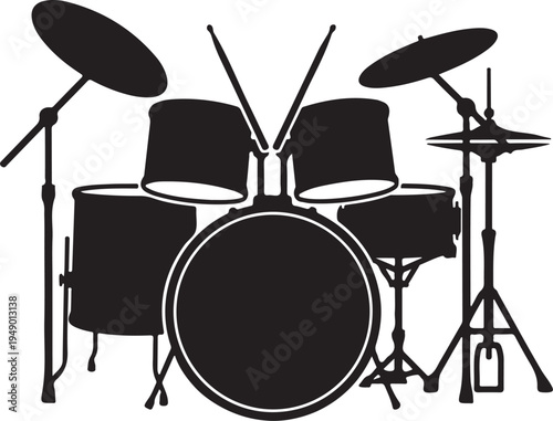 Black drum set vector illustration