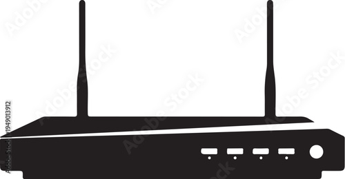 Vector illustration of a black WiFi router