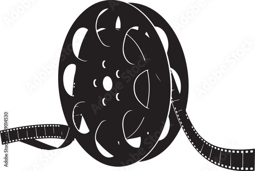 Vector film reel icon with film strip