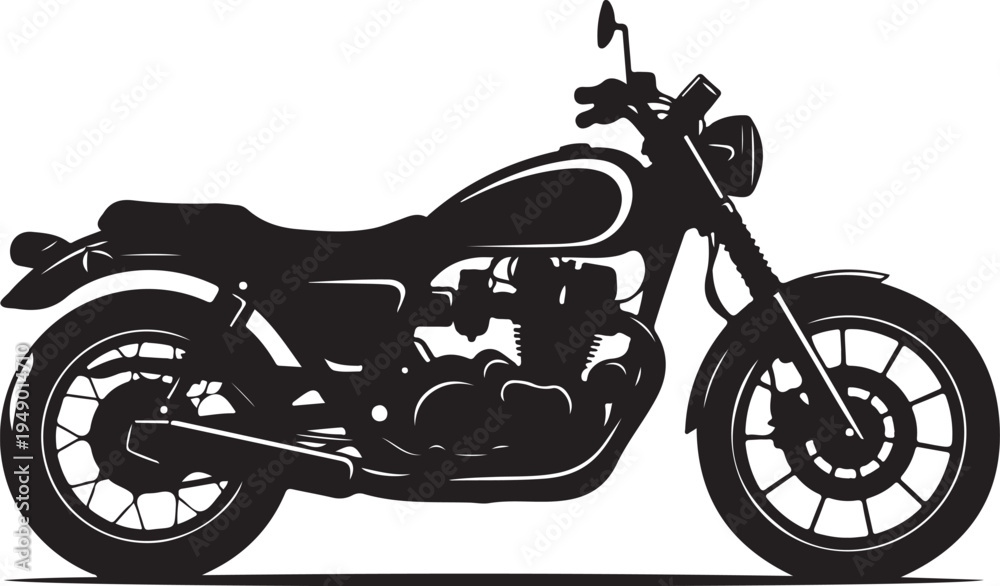 Fototapeta premium Vector motorcycle silhouette, black and white illustration