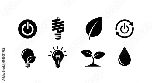 Eco friendly energy and sustainability icons