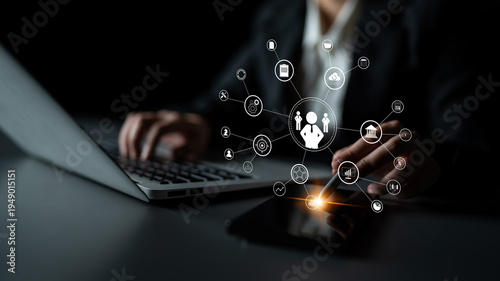 Fotografia A concept of centralized business management and corporate strategy
