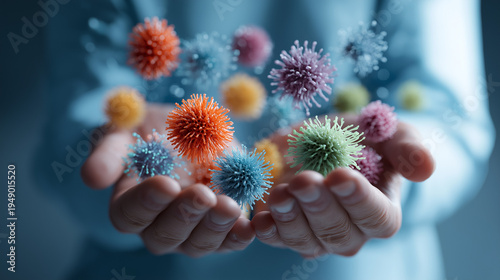 Close Up of Sick Man Hand Transmitting Virus by Skin Contact – 3D Medical Infection Concept