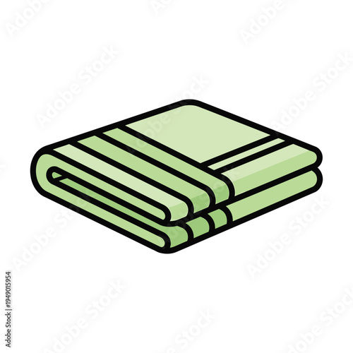 Folded Light Green Towel with Stripes.