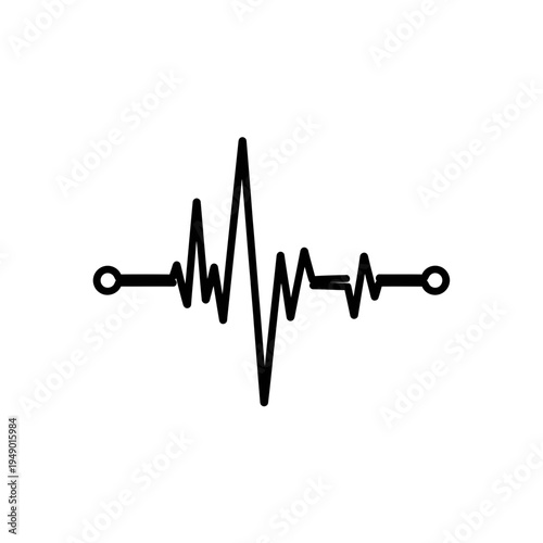 Electrocardiogram Heartbeat Black and White Line Art vector illustration