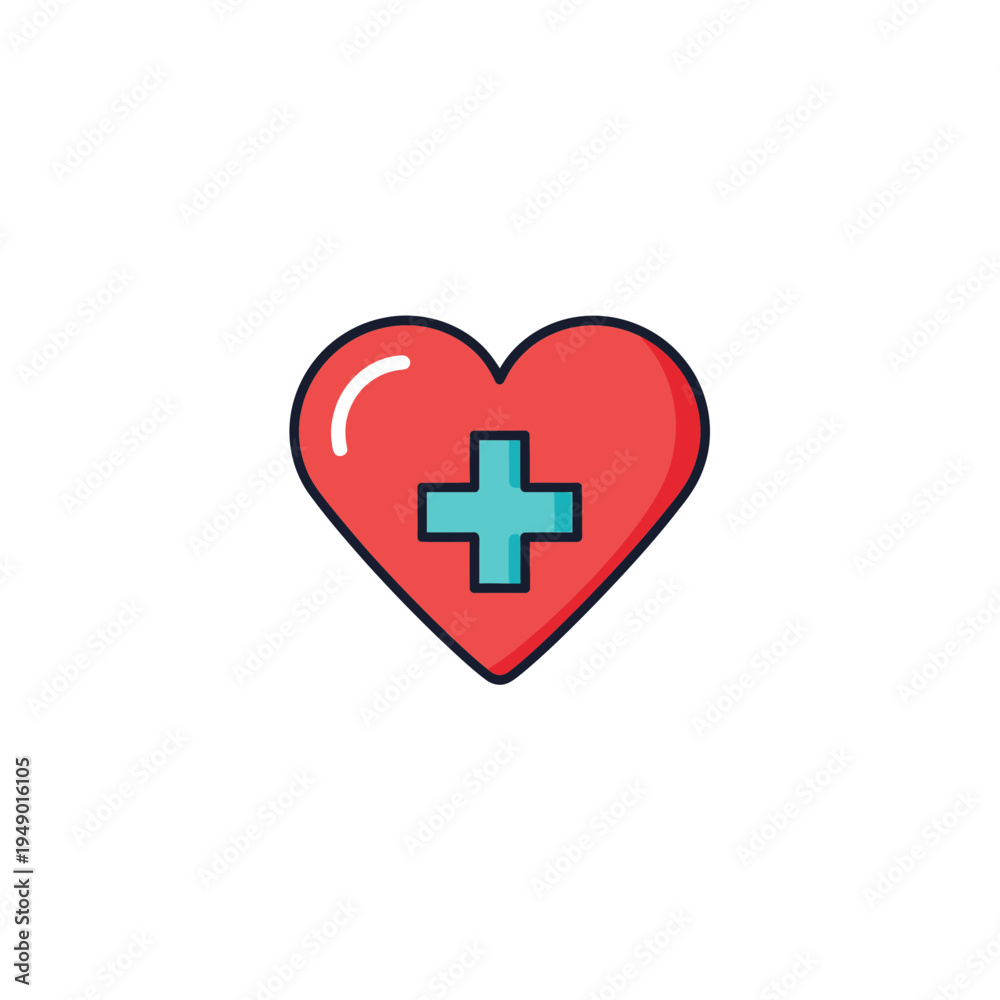 Obraz premium Heart with Medical Cross Icon vector illustration