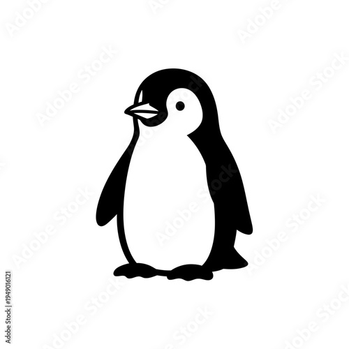Simple Black and White Penguin Illustration vector illustration