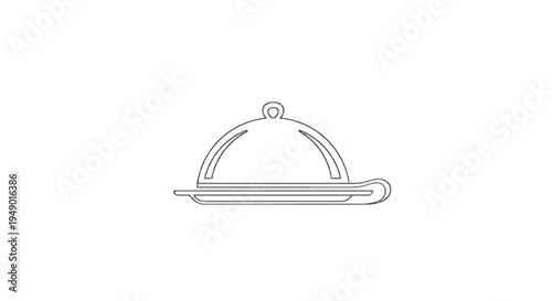 Elegant silver serving dish with a domed lid and handle isolated on transparent background, Vector