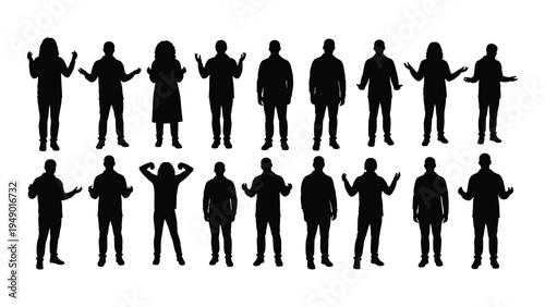 A collection of diverse silhouettes of people in various poses and attire on a white background, conveying a sense of community and individuality.