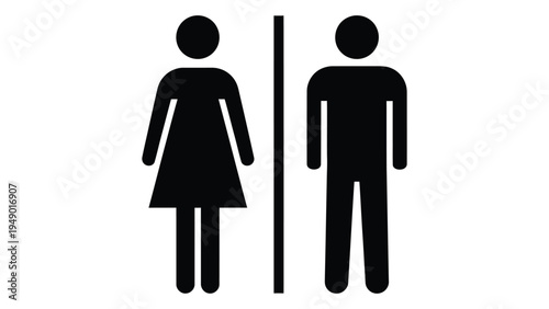 A simple graphic representation of male and female symbols for restroom or toilet facilities