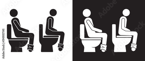 Different Toilet Sitting Positions Illustration: An Illustration Of People Sitting In Different Types Of Seating Arrangements, Including A Wheelchair.