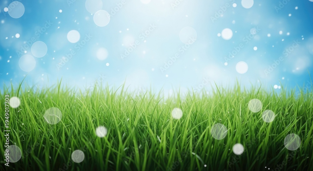 Fototapeta premium Celebrating world environment day with a lush green landscape and raindrops