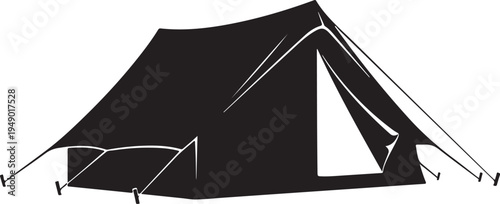 Vector illustration of a black camping tent