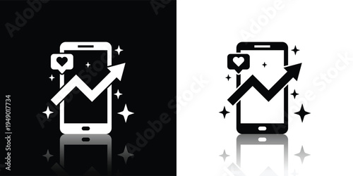 Social Media Growth Icon with Smartphone