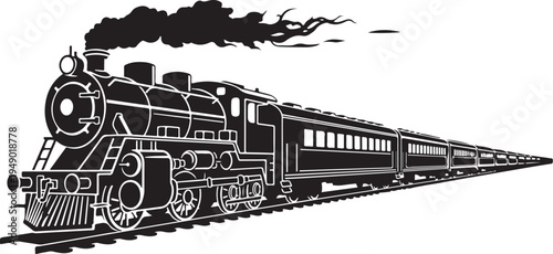 Black steam train locomotive vector illustration