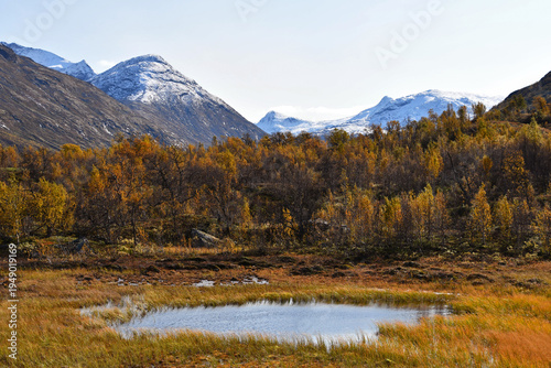 Colorful autumn in Jotunheimen national park in Norway